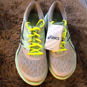 ASICS mint blue/grey/lime green running shoe